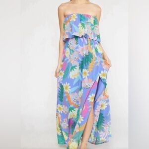 ENTRO Off Shoulder/one shoulder floral Flare Maxi Dress Size  M